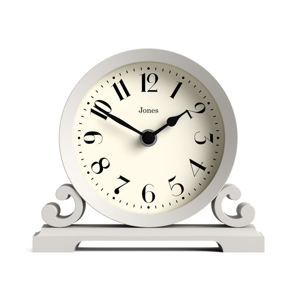 Jones Saloon mantel clock in cloud grey