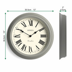 Jones Venetian wall clock in grey 30cm