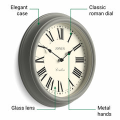 Jones Venetian wall clock in grey 30cm